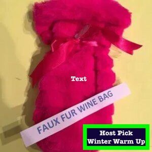 Wine Bag - Faux Fur  - Super Soft - Hot Pink (nwt /‎ party supplies /x)